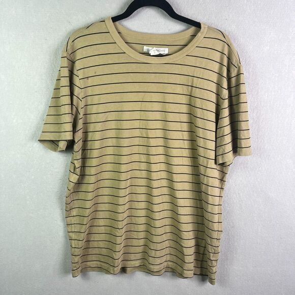 Outerknown T Shirt Men L Green Black Khaki Striped Spellout Outdoors Hiking SPOT - Picture 1 of 13